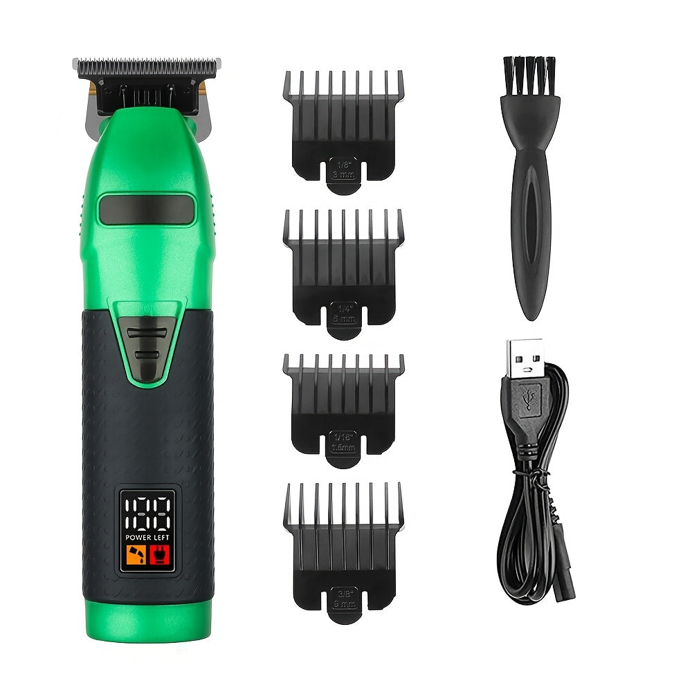 Electric Hair Trimmer with LED Display Rechargeable Lithium Battery T-Shaped Blade for Barbers and Salons