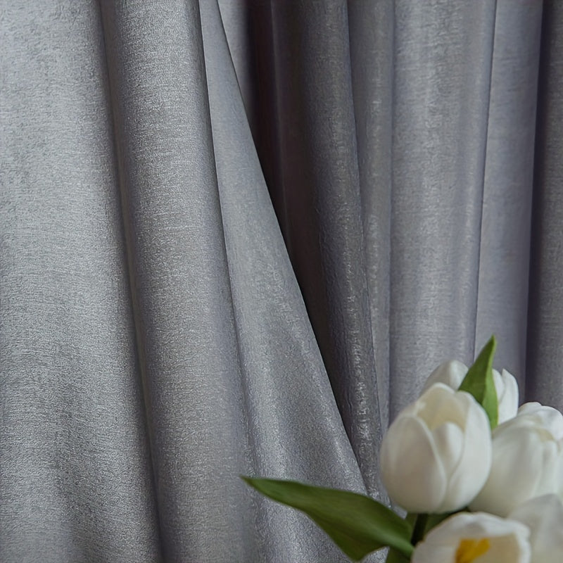 Gray Velvet Curtain for Privacy and Home Decor Semi-Sheer Rod Pocket 1 Piece