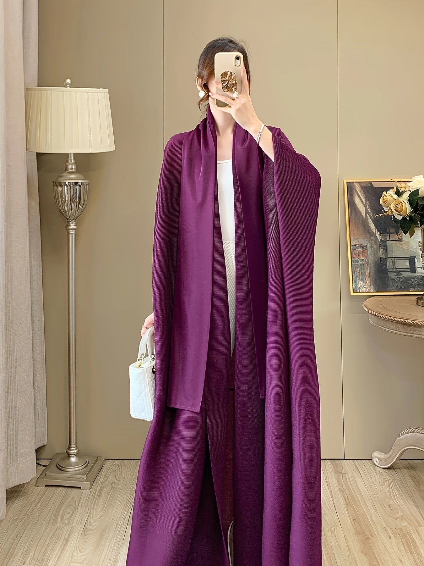 Women's Long Robe Polyester Loose Fit Casual Fall-Winter Solid Color