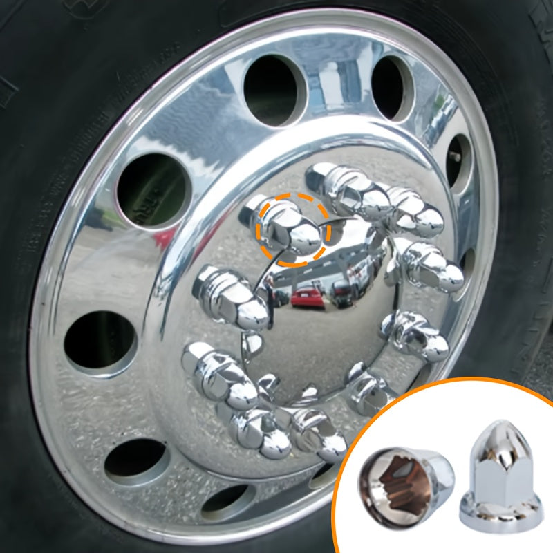 Chrome 33mm Lug Nut Covers Bullet Style Pack of 20 for Semi Trucks
