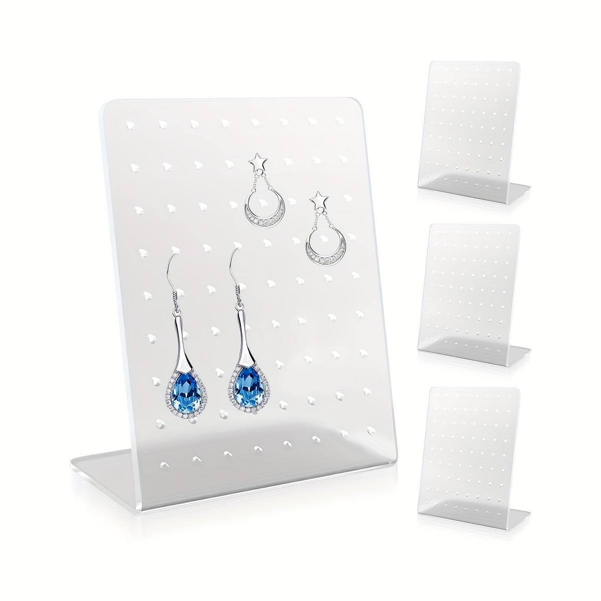Organizador de pendientes de acrílico con 72 agujeros, caja compacta de almacenamiento de joyas