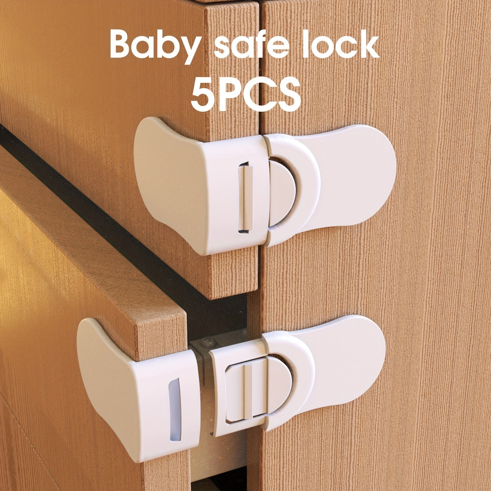 5-Pack ABS Cabinet Locks for Drawers and Fridges Child Safety No Drilling