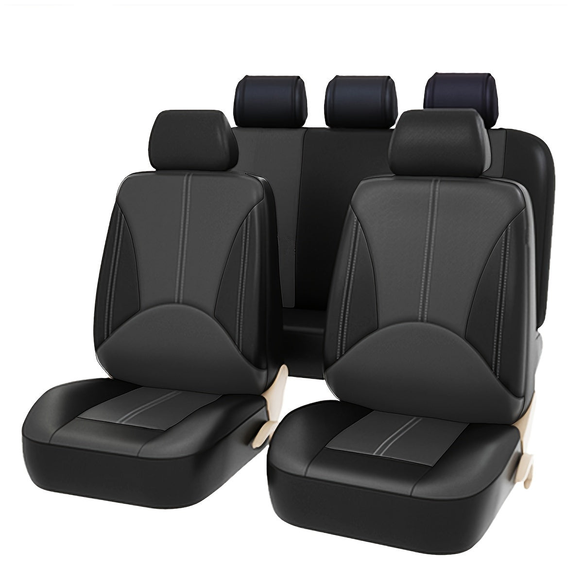 Juego de fundas para asientos de coche de cuero PU de lujo, impermeables, resistentes a las manchas, con protección completa y cojines