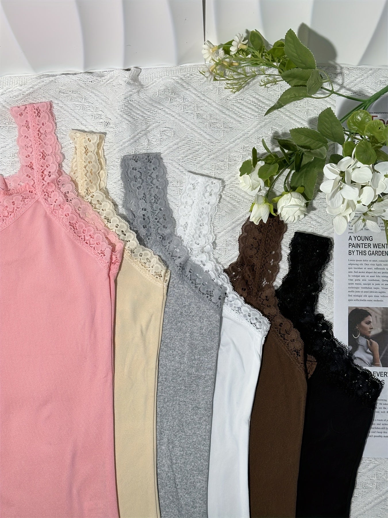 Women's Plus Size Lace Edge Camisole Vest Sleeveless Shirt for Casual Wear