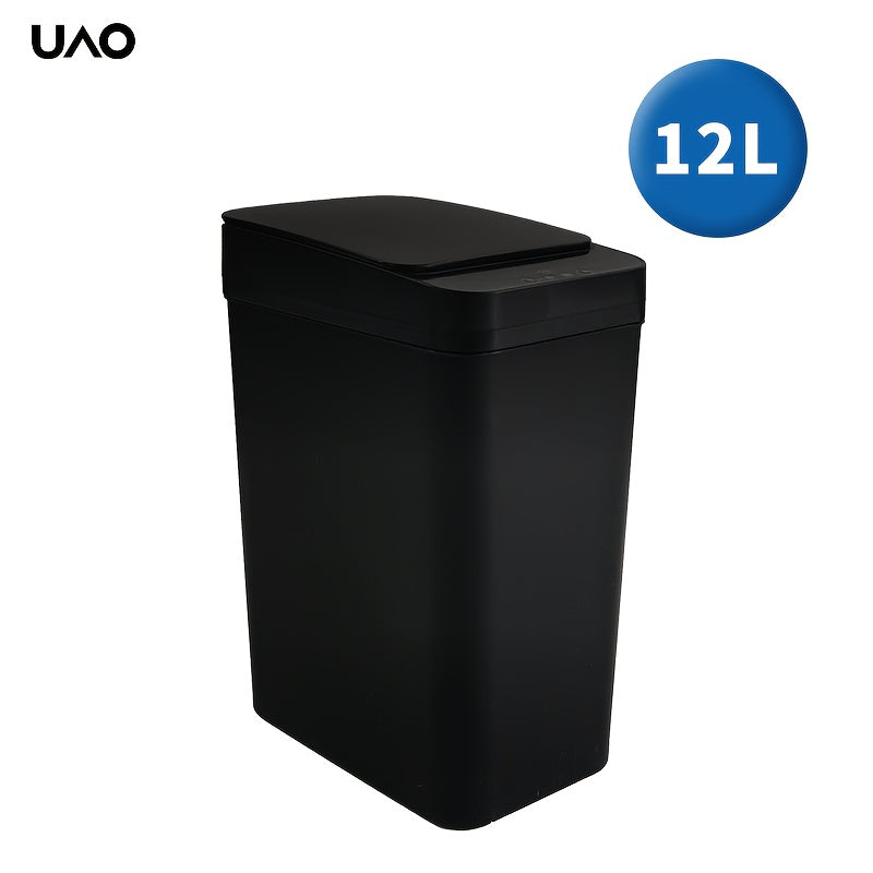 Batareyali Smart Slim Trash Can, oyoq bilan ochiladigan qopqog'i bilan oshxona va hammom uchun, hammom uchun ideal.