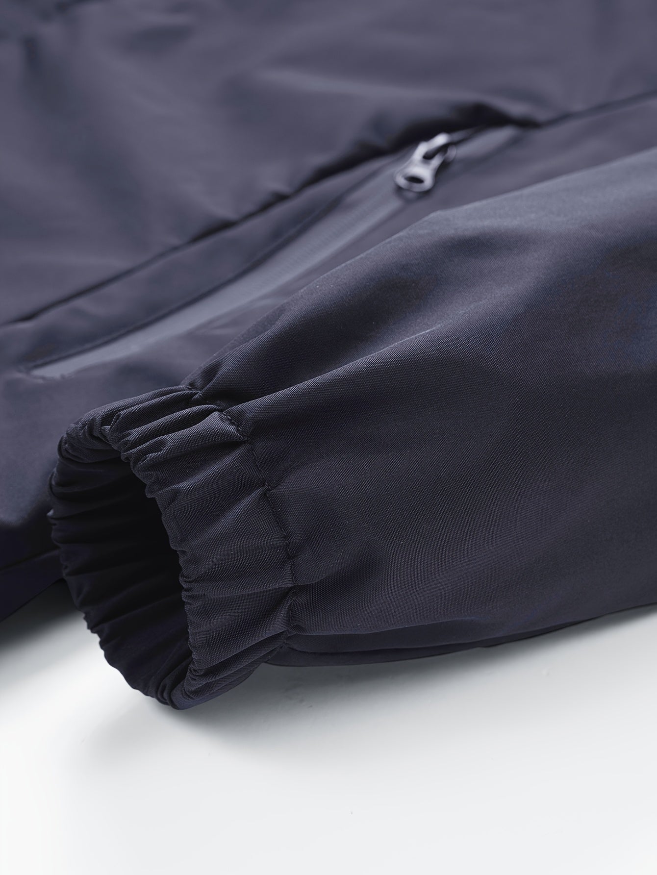 Men's Navy Blue Polyester Hooded Windbreaker Jacket for Spring and Fall