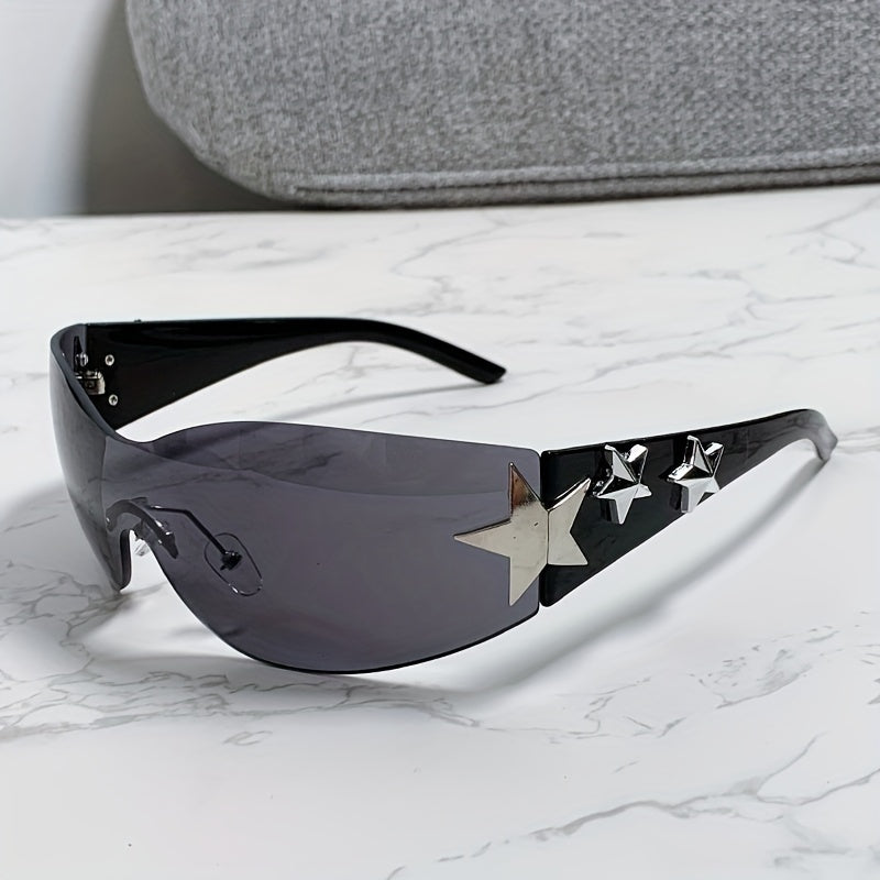 Women's One-Piece Star Rimless Gradient Sunglasses for Cycling Beach Parties