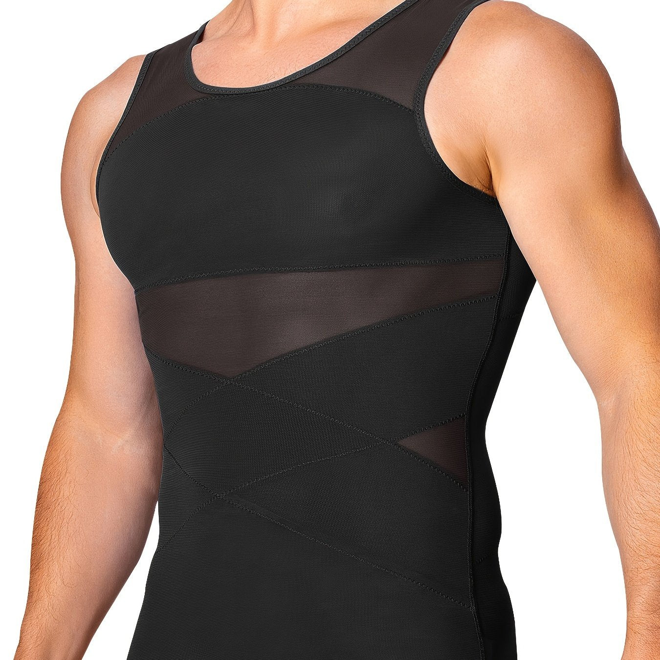 Men's Compression Tank Top Tummy Control Sleeveless Body Shaper Nylon Spandex