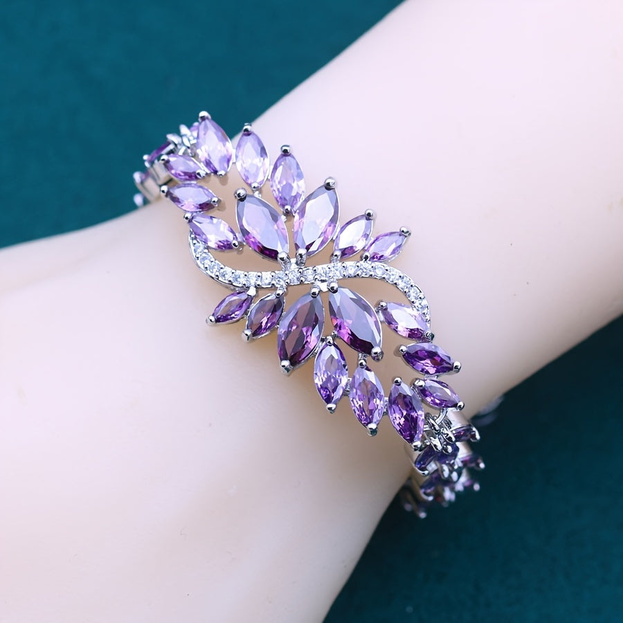 Women's Copper Bracelet with Purple Zirconia for Summer Beach and Casual Wear