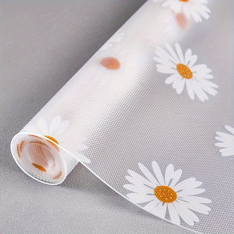 Daisy Pattern Waterproof Non-Slip Kitchen Mat Roll for Cabinets Drawers Refrigerators