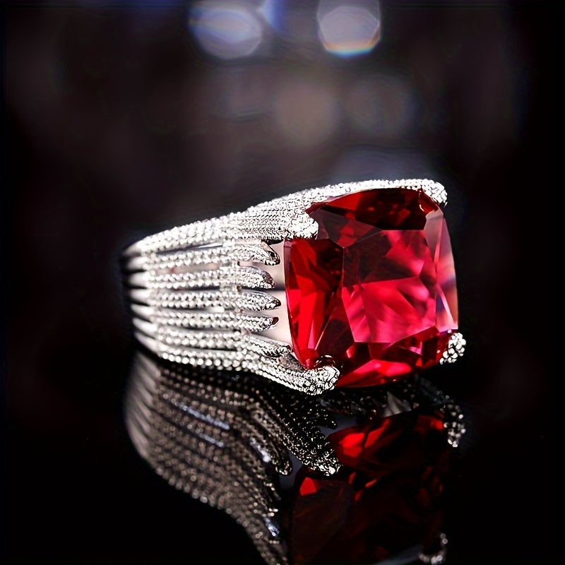 Square Cubic Zirconia Engagement Ring for Women with 4-Prong Setting for Weddings and Anniversaries