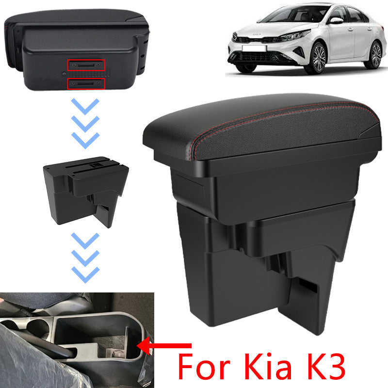 Black ABS Armrest Console Storage Box for Car Center Organizer