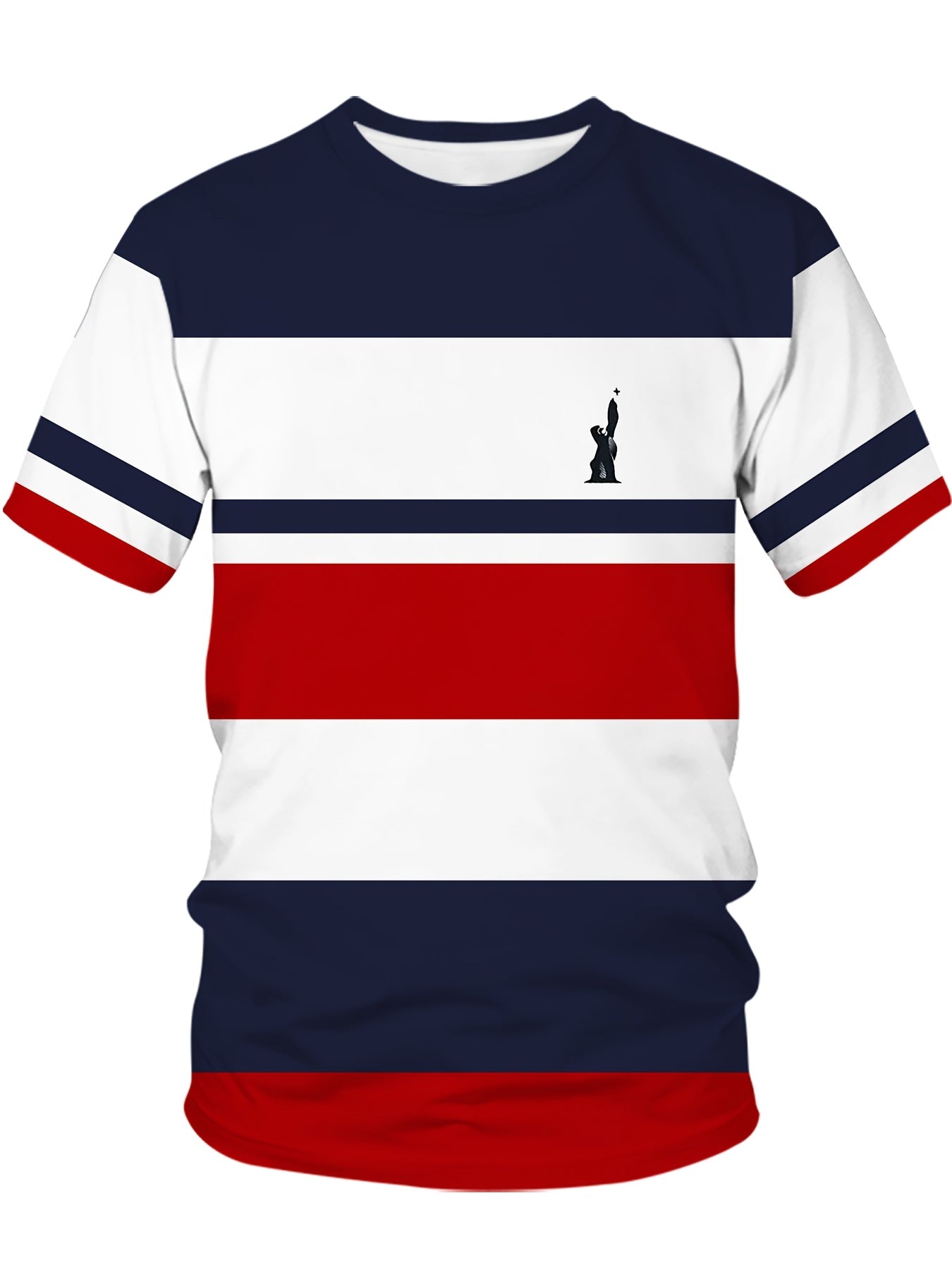 Men's Large Casual Sports T-Shirt Polyester Spandex Digital Stripe Print