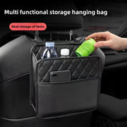 Organizador de asientos de coche, bolsa de almacenamiento de cuero PU para interior del vehículo, ordenado y duradero