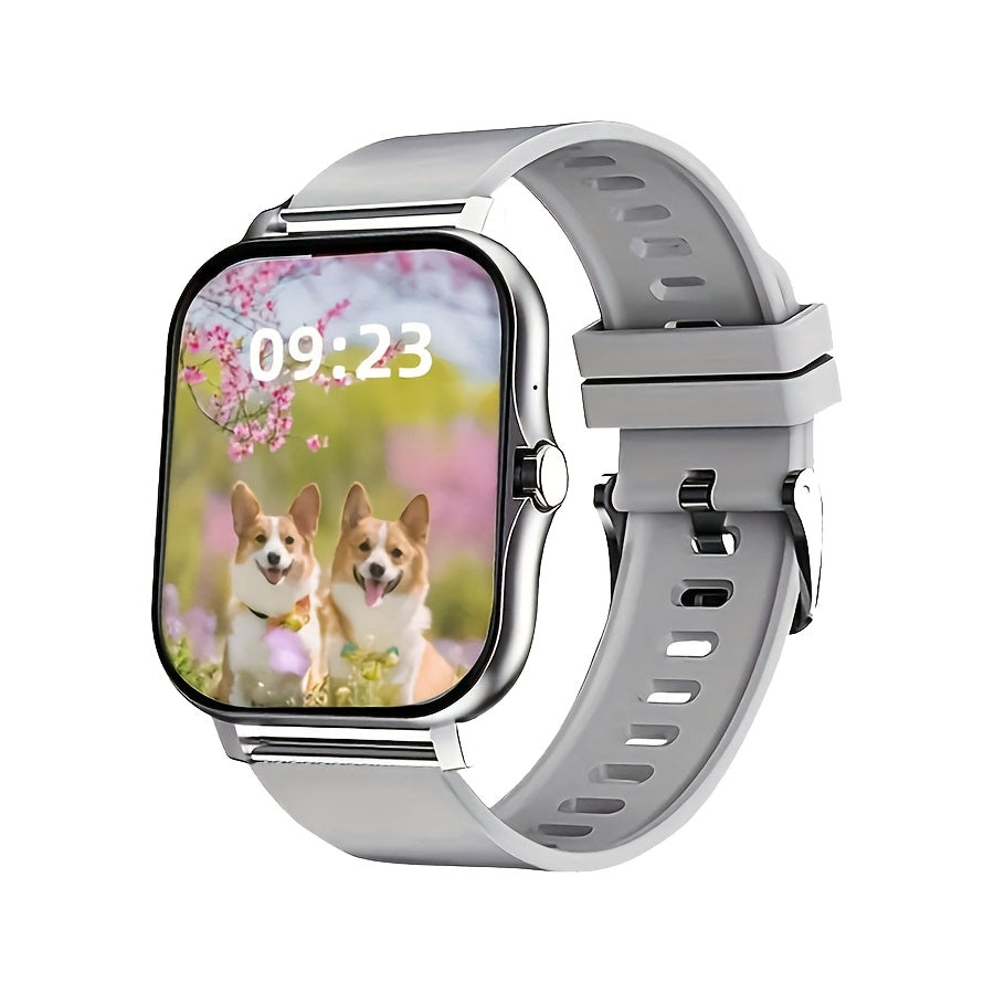 Casual Stainless Steel Square Smartwatch 1.83 Inch HD Touch Screen Call Text Notifications Music Control Compatible with Android iPhone