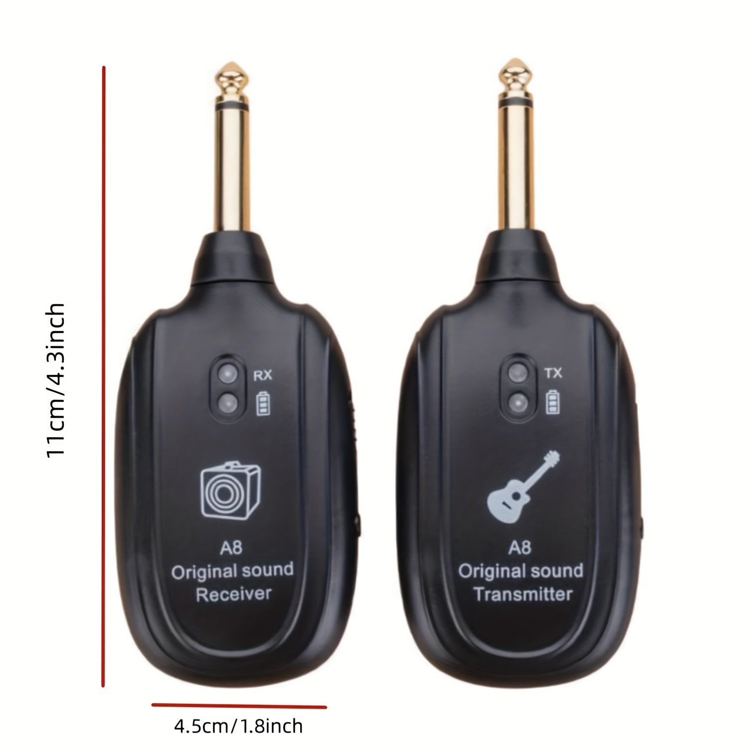 Wireless Instrument Pickup for Guitar Ukulele Violin Black Portable Battery USB