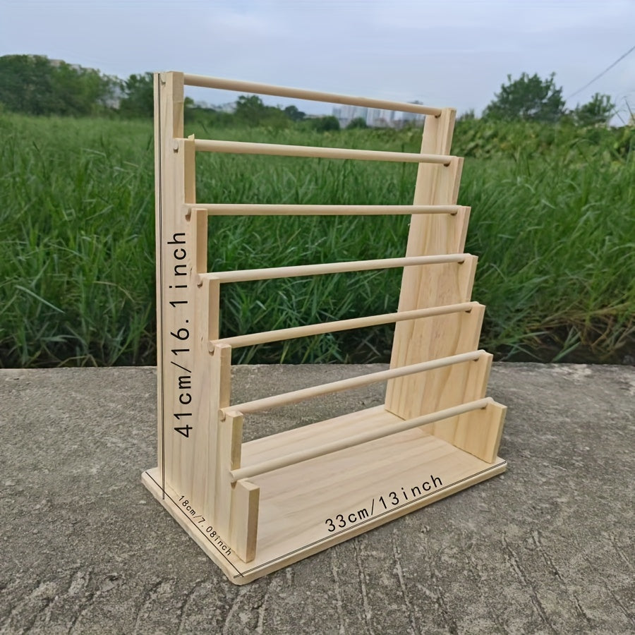 Multi-layer Wooden Jewelry Organizer Rack with 5 Shelves for Bedroom Storage