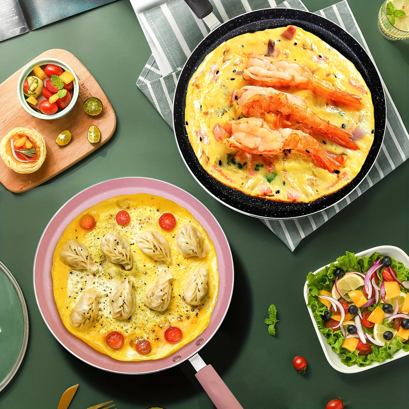 Non-Stick Aluminum Cookware Set with Crepe Pan and Easy-Grip Handle for Breakfast