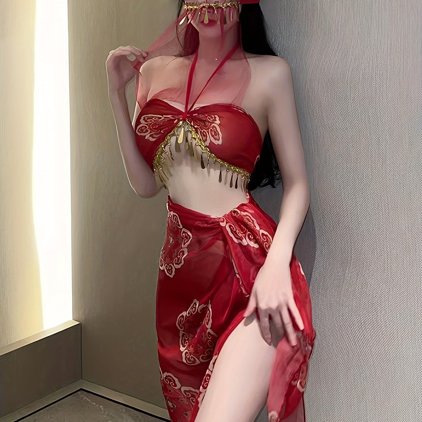 Women’s Black Halter Neck Backless Cosplay Costume