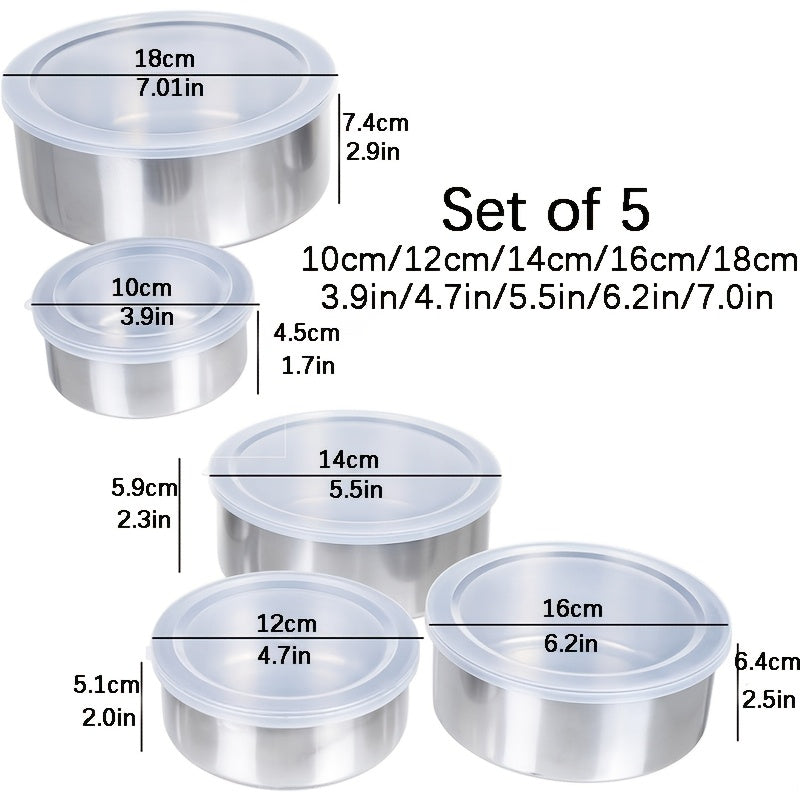 Stainless Steel Storage Containers Set with Clear Lids for Kitchen and Home Organization