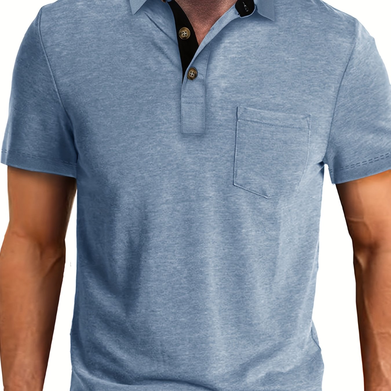 Men's Plus Size Plaid Collar Pocket T-Shirt Summer Knit Polyester