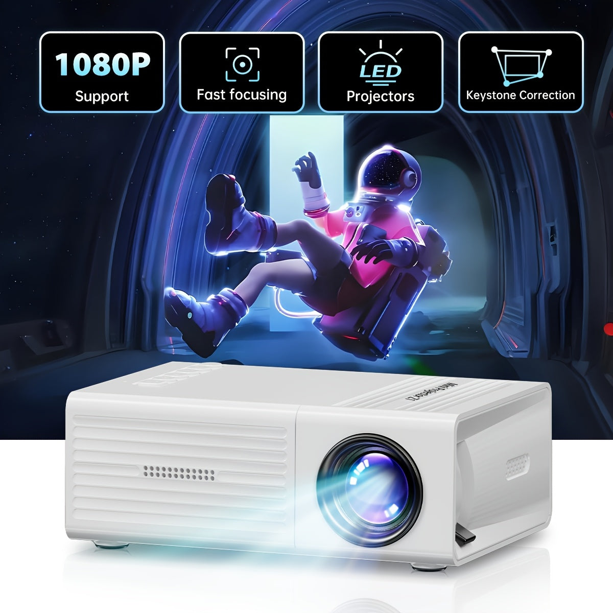 Uy ofisi maktab partiyasi uchun ichki karnay bilan mini portativ proyektor