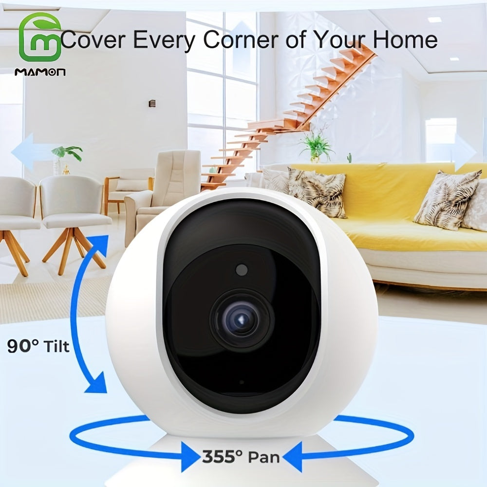 Indoor Security Camera 2K HD WiFi Pet Monitor with Pan Tilt Zoom Motion Alerts USB Storage