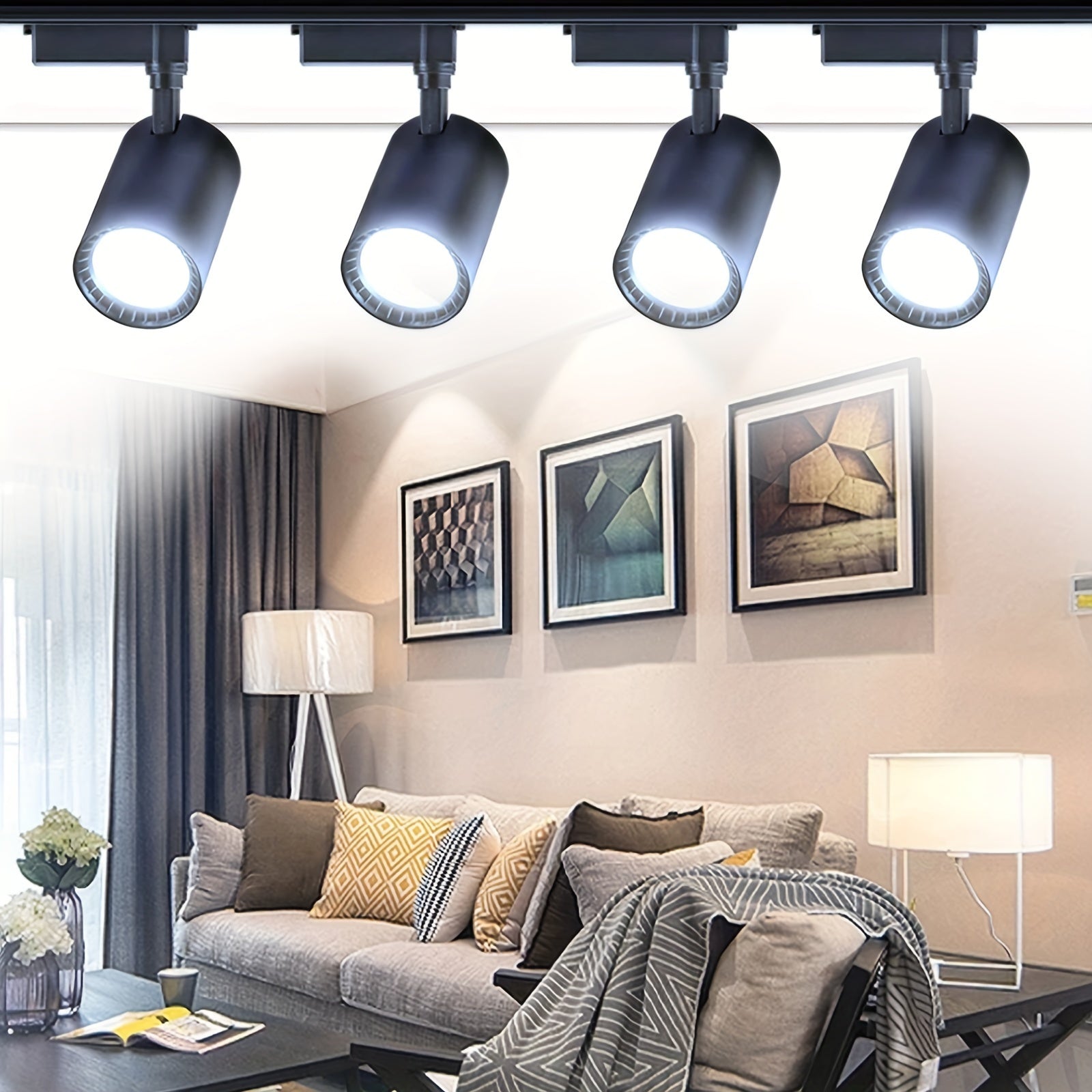 4-Piece LED Track Light Set 12W 20W 30W 40W Adjustable for Home and Store