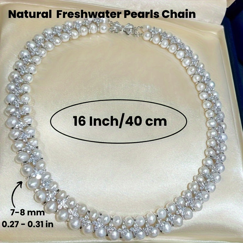 White Freshwater Pearl Necklace for Women Vintage Style Wedding Party Gift