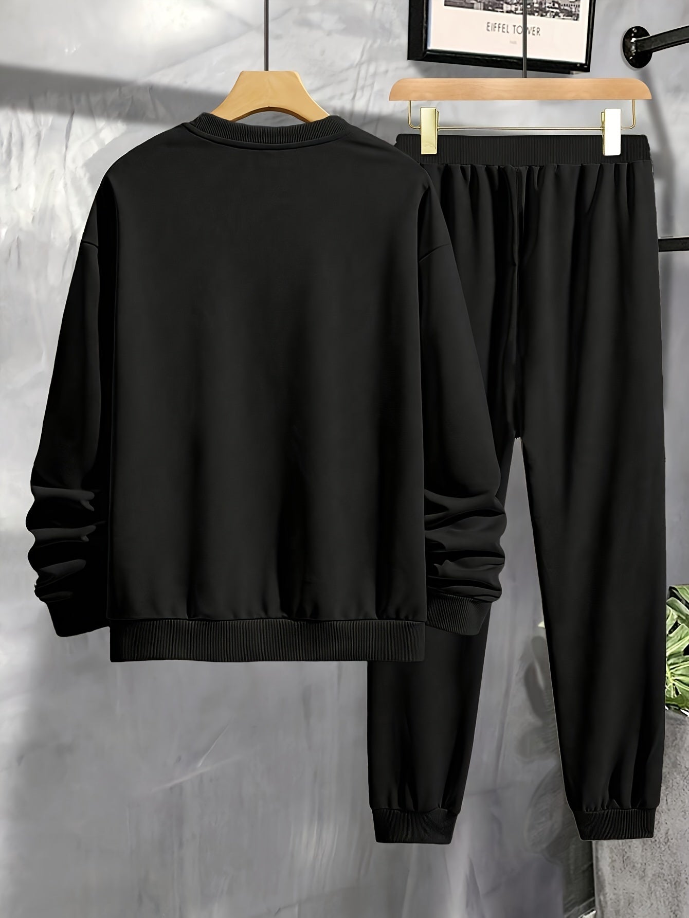 Men's Two-Piece Pajama Set Polyester Casual Alphabet Print Hoodie and Pants