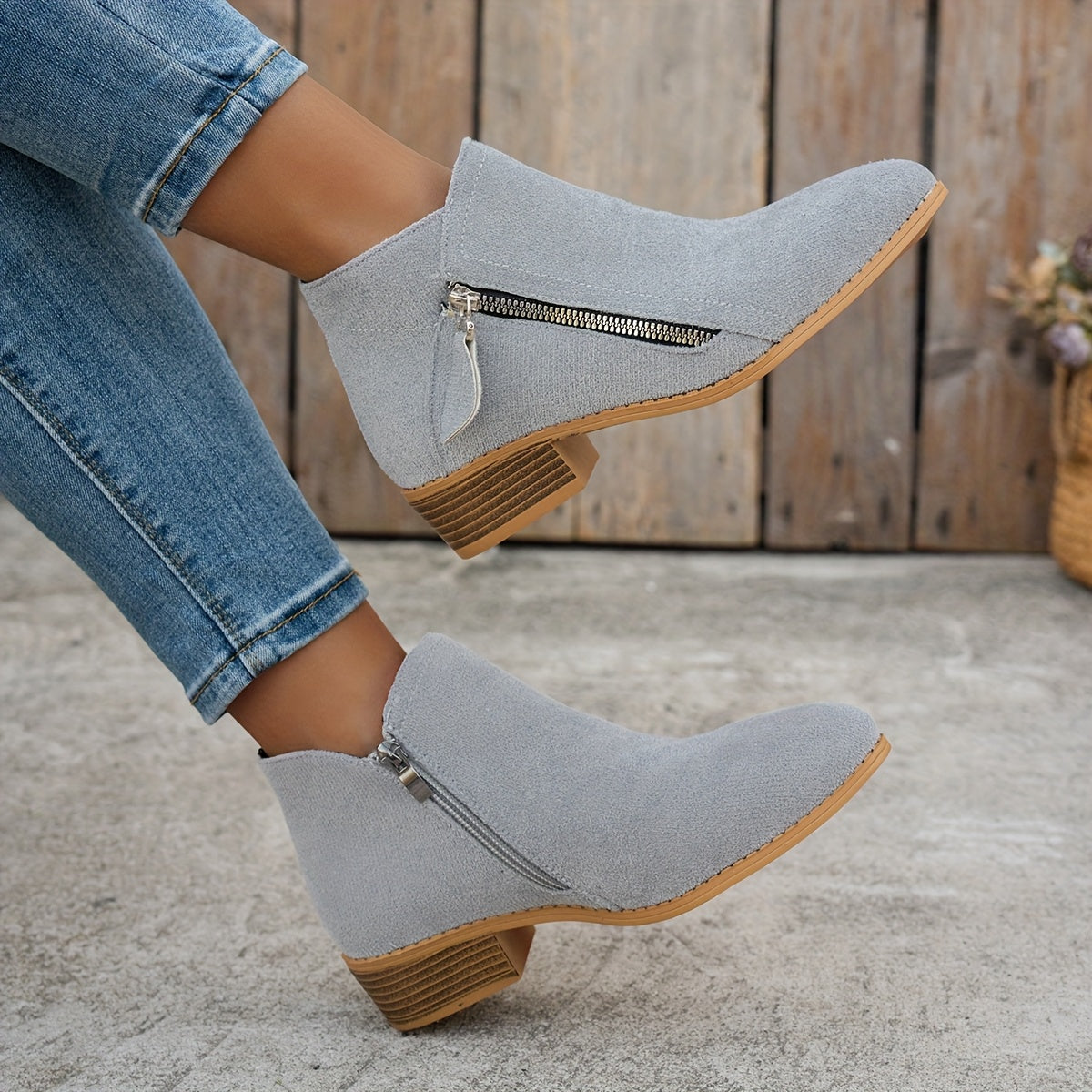 Women's Chelsea Ankle Boots Slip-On Mid Heel Pointed Toe Black White Green Red