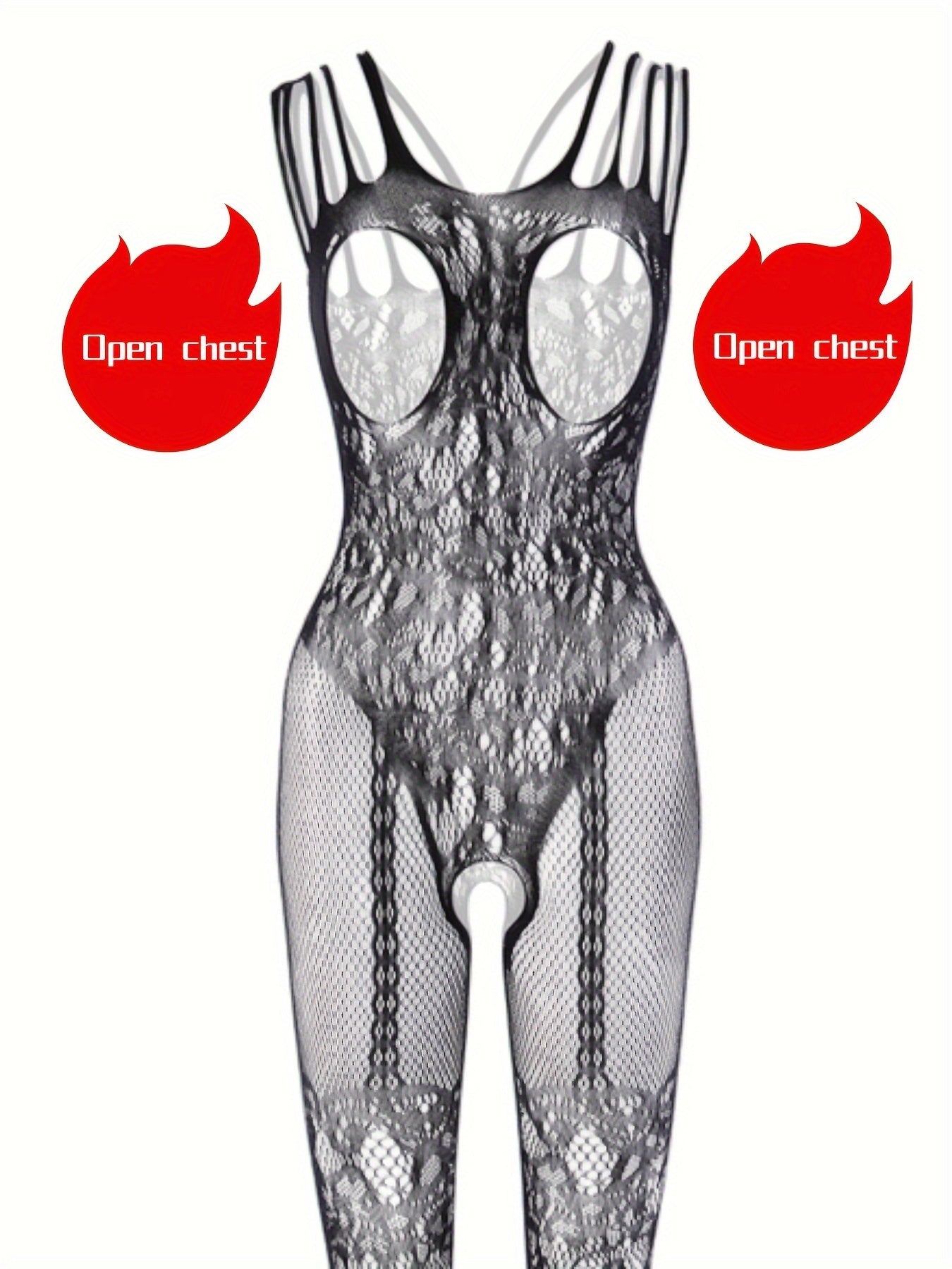 Боди из прозрачной цветочной сетки большого размера с высокой эластичностью, открытая грудь, клубная одежда