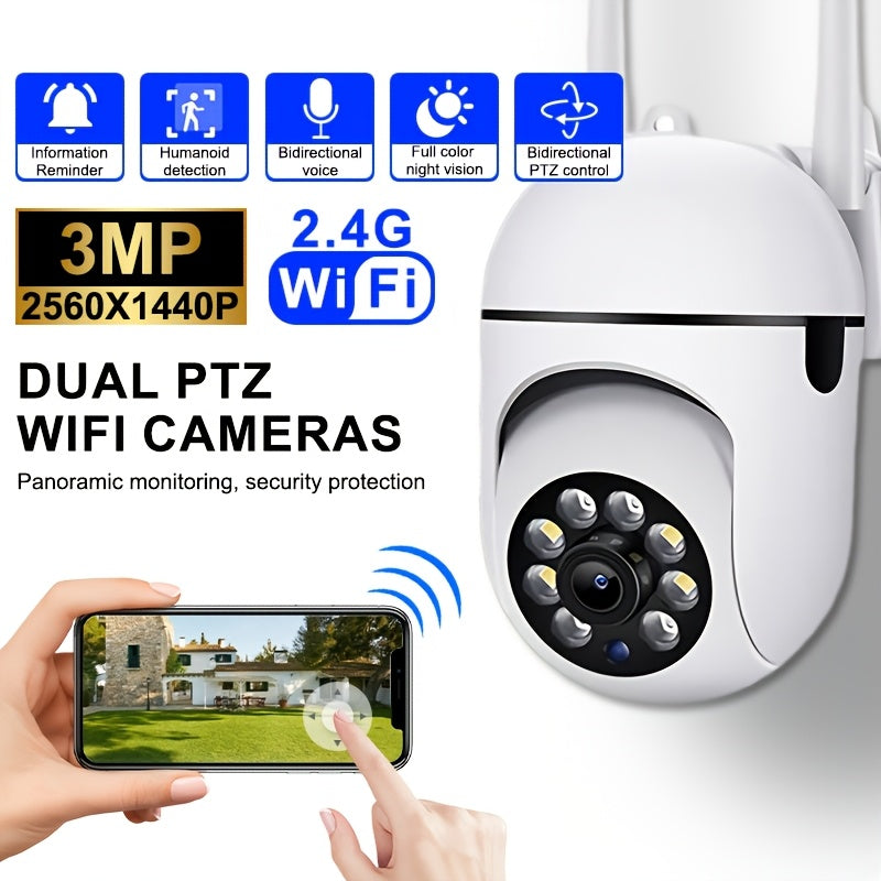Wireless Security Camera with Color Night Vision 2-Way Audio Pan Tilt Zoom