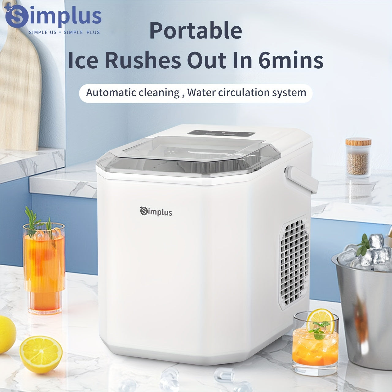 Mini Ice Maker 1.2L Compact Automatic Fast Ice Machine for Home Use