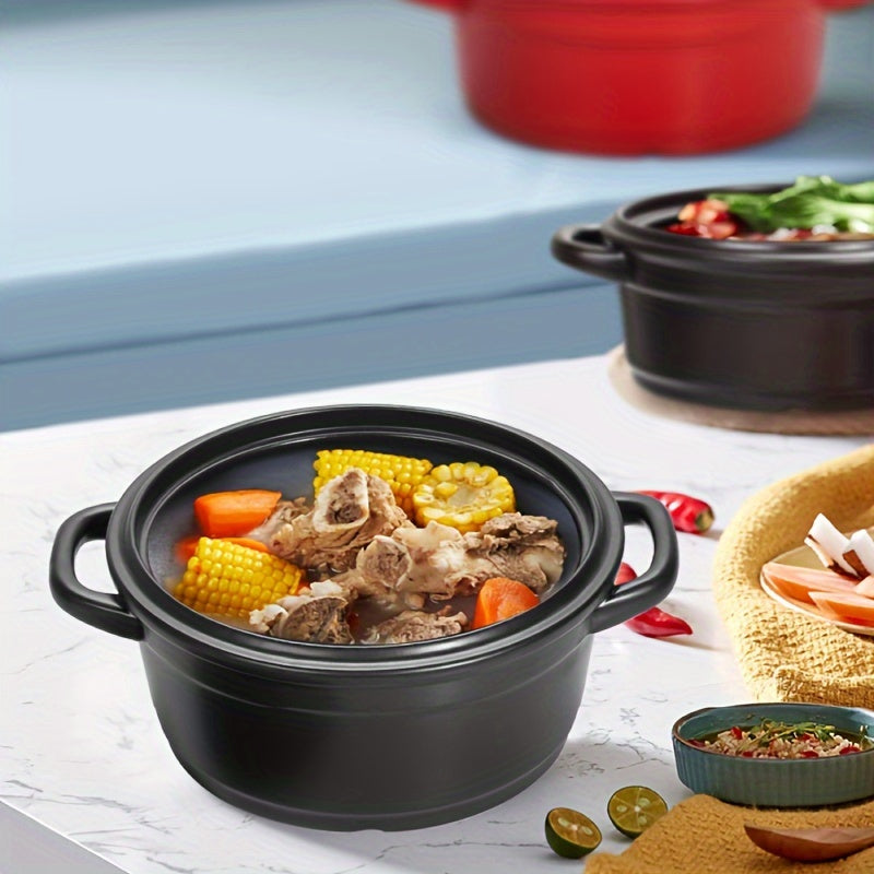 Enamel Ceramic Casserole 2L Dishwasher Safe High Temp Resistant for Stews Soup