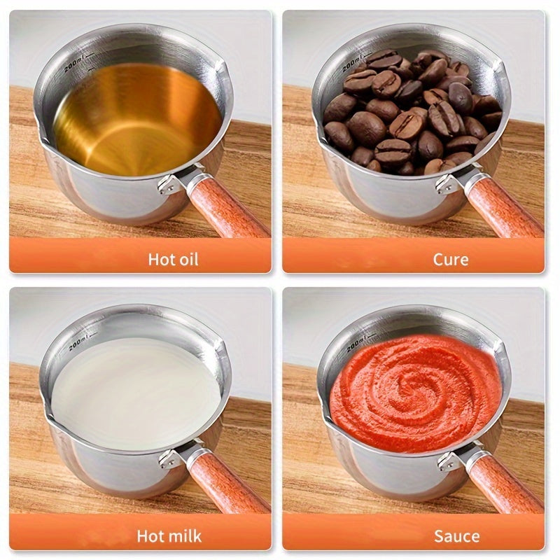 Stainless Steel Saucier Pots Set with 300ml Capacity, Oil Splash Guard, Insulated Handle