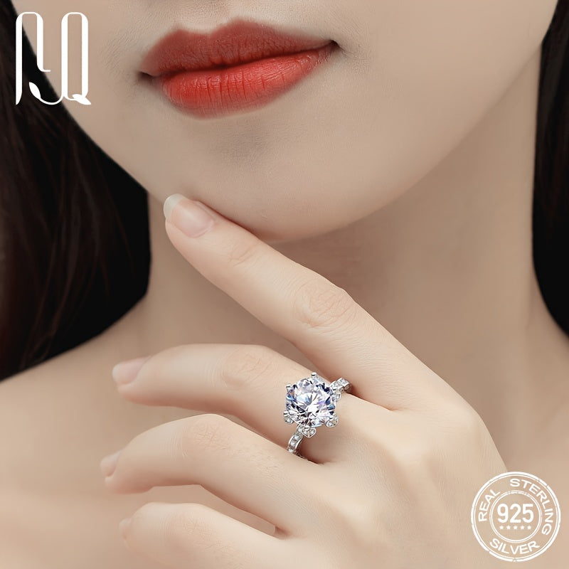 S925 Silver Moissanite Wedding Ring 8.2g 18k White Gold Plated 5 Layers