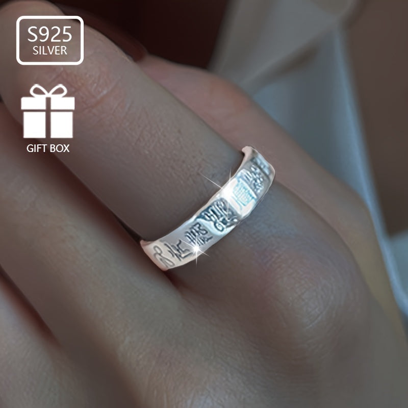 Uniseks Sterling kumush etnik uslubdagi tinchlik, omadli rux va uzuk kundalik kiyim va bayramlar uchun