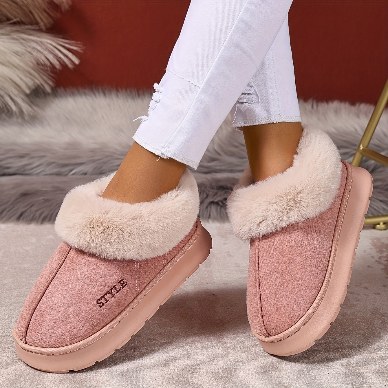 Women's Autumn Winter Thick-Soled Warm Anti-Slip Shoes for Home Office Travel