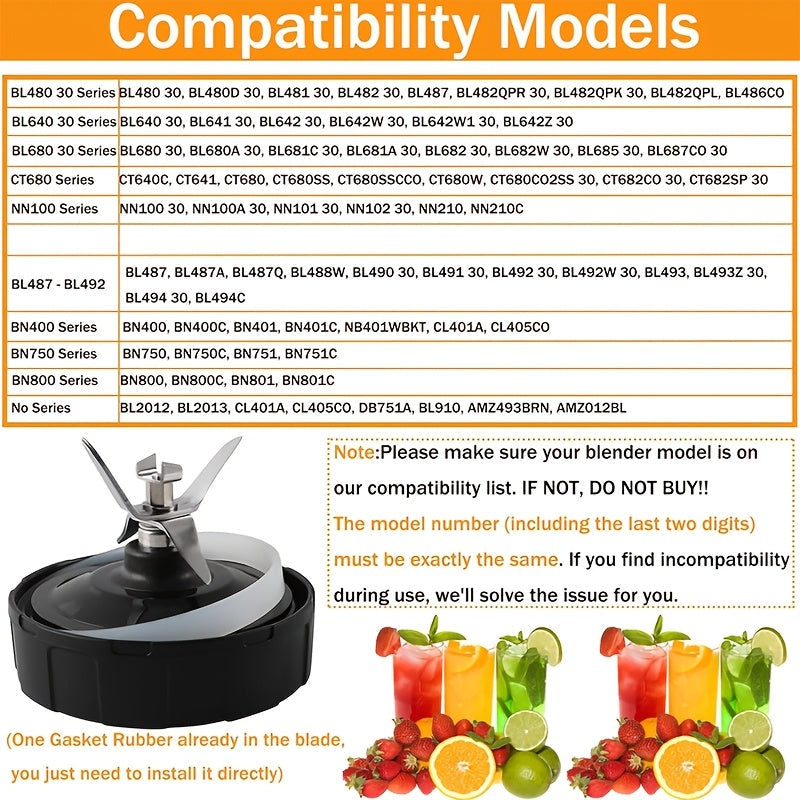 Stainless Steel Blender Blade Assembly for Nutri Ninja Auto iQ Blenders 7 Fins