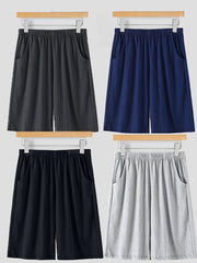Men's Casual Solid Shorts with Pockets Loose Fit Comfortable Lounge Pajamas Set of 4