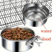 Stainless Steel Dog Bowl with Hanging Design and Screw Fixing for Cages