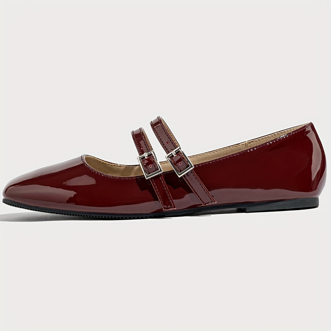 Women's Casual Mary Jane Flats with Buckle Closure and TPR Sole