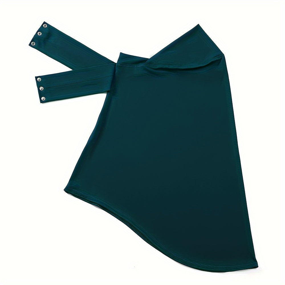 Ayollar uchun polyester sport hijabi, tugma bilan bosilgan chin qopqog'i va to'liq boshqovak, bir xil rangda