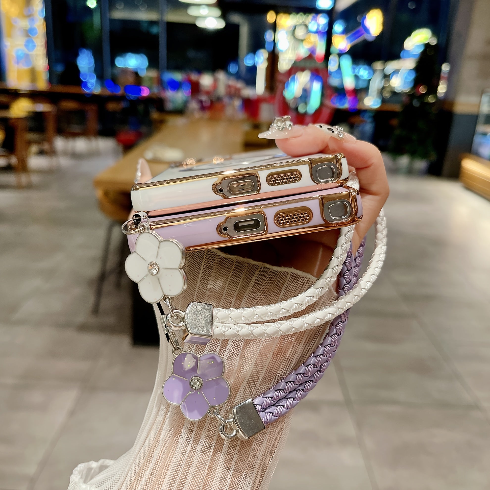 Magnetic Wireless Charging Woven Flower Lanyard Phone Case for Samsung Galaxy S21 S22 S23 S24 Ultra