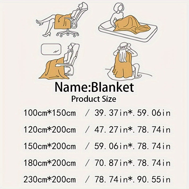 Double-Sided Velvet Office Blanket Rhombus Grid Tartan and Solid Color Square Pattern