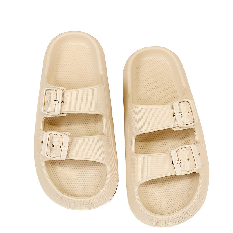 Unisex EVA Pillow Slides Beige Textured Indoor Outdoor Slip-On Sandals