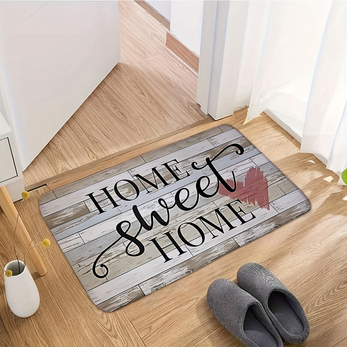 Wood Grain Farm Love Home Door Mat Non-slip Soft Thickened Foam Carpet Indoor Bathroom Entrance