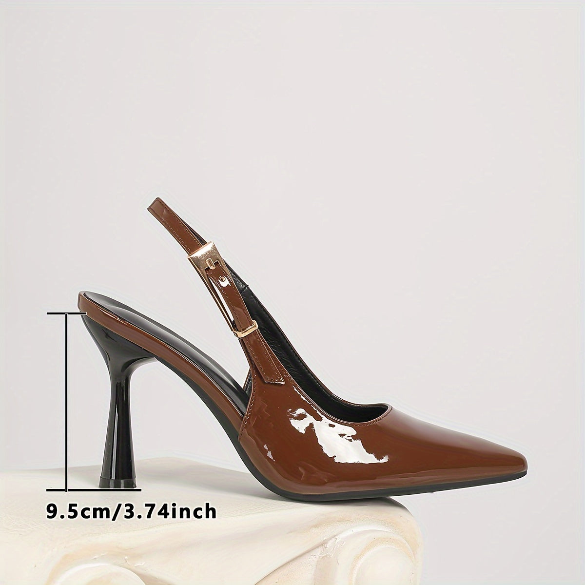 Women's Solid Color Ultrahigh Kitten Heel Pumps with Ankle Strap Square Toe