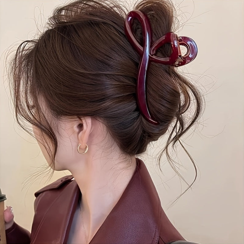 Large Wave Acrylic Hair Claw Clip Solid Color Elegant Updo Hair Grip for Women